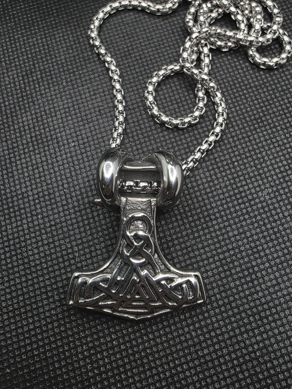 Mens Norse Viking Valknut Skull Mjolnir Necklace Pendant Stainless Steel